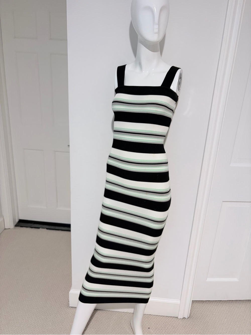 Ronny Kobo Striped Ribbed-Knit Bodycon Maxi Dress Size XS